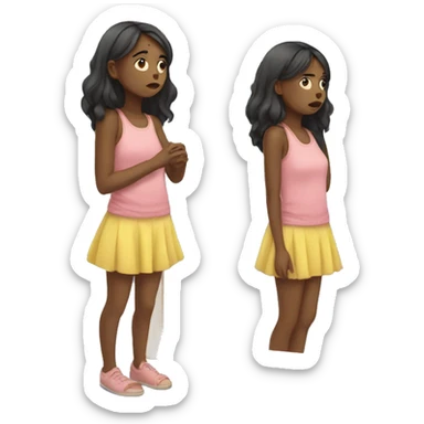 girl trying clothes in front of mirror that is sad sticker