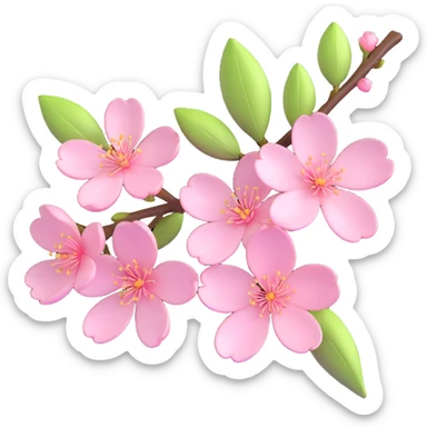 a branch of delicate cherry blossoms, soft pink petals, realistic textures, glossy finish, modern and clean look, soft lighting sticker