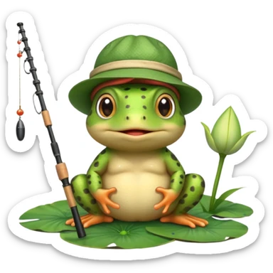 An adorable toad fishing sticker
