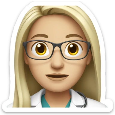 white female doctor with long hair sticker