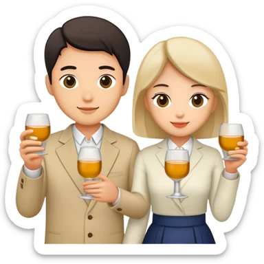 Two of them are holding soju cups in their hands sticker