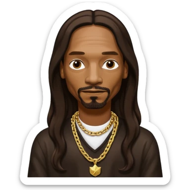 Snoop Dogg with dark brown long hair sticker