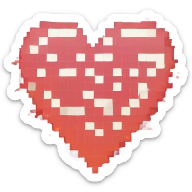 A pixelated heart with an animated pulse effect that shows tiny sparks flying off with each beat. sticker