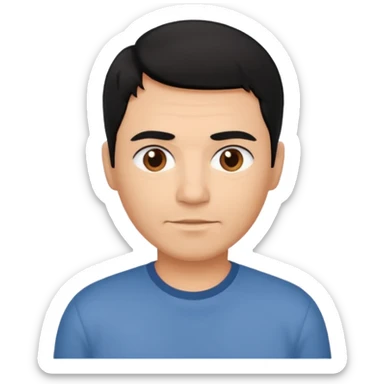 great job, now i would like a middle aged dark brown person with black hair on head in casual shirt sticker