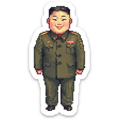 skinny smiling Kim Jong Un, pixel art style sticker