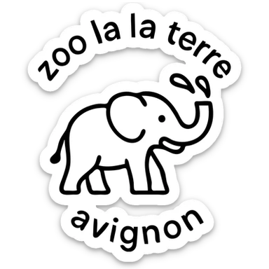 Logo avce un éléphant qui projette de l'eau avec au tour ( en rond ) écris : zoo de la terre avignon  sticker