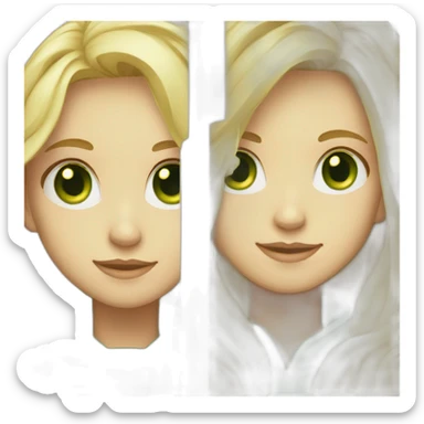 Blonde girl with green eyes with blonde guy with long hair sticker
