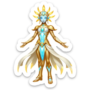 Shiny Futuristic Celestial Godly Divine Fakemon-Pokemon-Digimon-Spectrobes-fusion, full body sticker