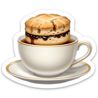 scone being dunked in a cup of British tea sticker