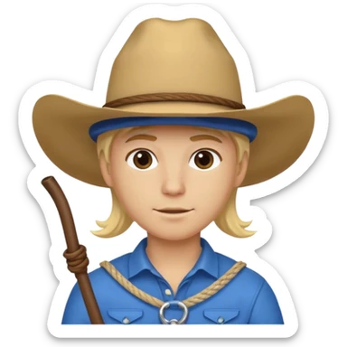 Cowboy blonde hair with blue hat and lasso sticker