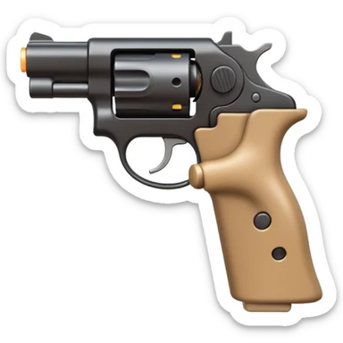 A 3D iOS emoji-style close-up of an index finger pulling a pistol's trigger, showing only the hand and the trigger area inside the trigger guard; stylized, non-realistic toy-pistol look, glossy Apple-style finish, clean white background.
 sticker