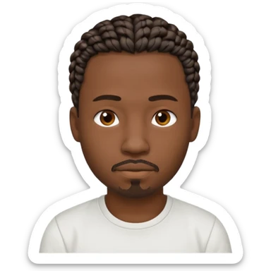Hazme un emoji de un hombre negro con trenzas cortas, camiseta blanca y una pequeña perilla sin bigote sticker