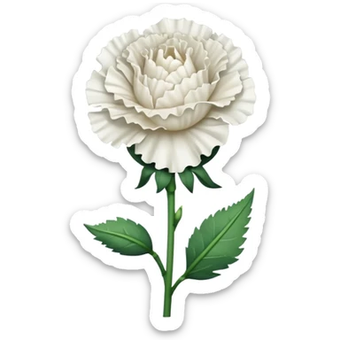 create a white carnation flower with a stem sticker
