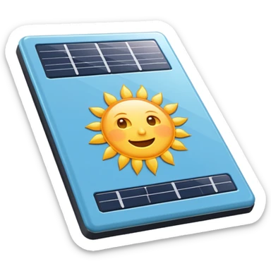 rectangualar solar panel with sun in background mainly using the color #4fd1d9 for the panel itself sticker