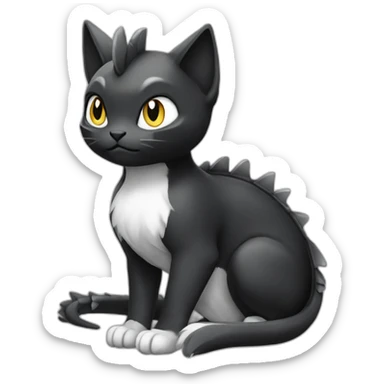 Sitting-Black-and-White-cat-dragon-type-pokemon sticker