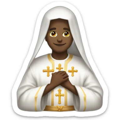 sacerdote piel blanca túnica negra crucifijo en la mano sticker
