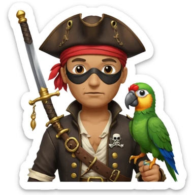 Pirata com papagaio no ombro sticker