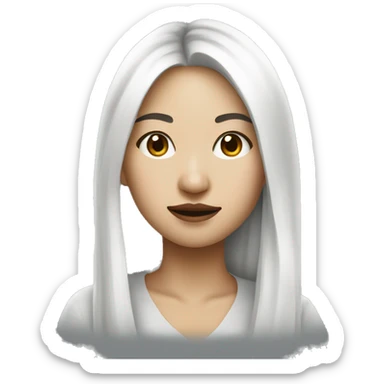 asian female designer, white skin, painting headshot sticker