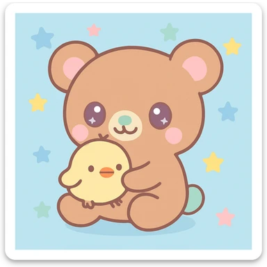 Change the background color to pastel blue, keep the kawaii style. sticker