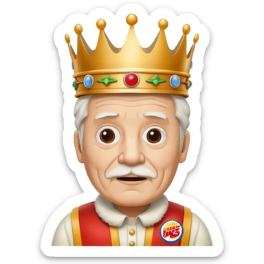 White old man with a Burger King crown on  sticker