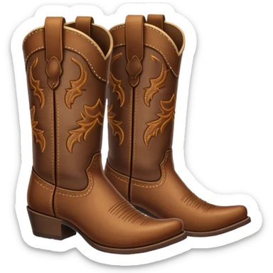 Can you make an outline of a pair of classic only brown cowboy boots sticker
