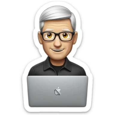 tim cook with a macbook pro sticker