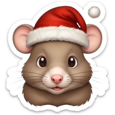 Rat with Christmas hats sticker