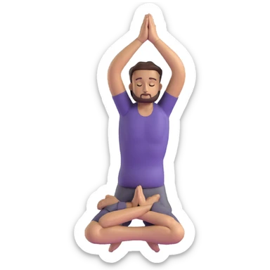man doing tree pose yoga with one foot against inner thigh, hands in prayer position sticker