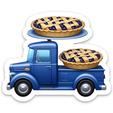 shiny crushed-dark-blue crystal body frozen blueberry pie 1912 antique long-wheelbase cab over durable trails low rider moving truck food truck  sticker