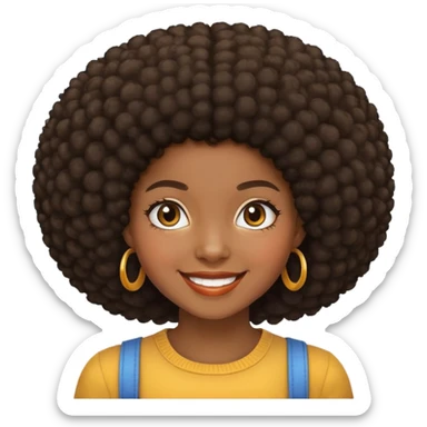 Girl showing excitement, medium-dark skin, afro hair sticker