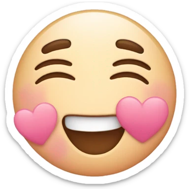 blushing with pink hearts and giggling sticker