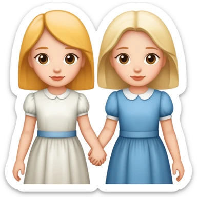 Two sisters, one 31 and one 12, holding hands sticker
