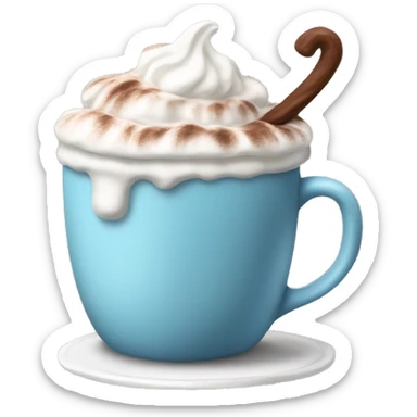 Hot cocoa with whipped cream with 3 chamallow sticker
