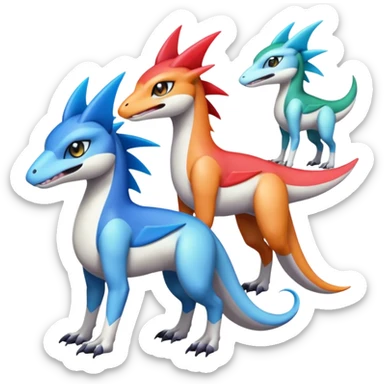 Colorful Meloetta-Latios-Wargreymon-Sergal-Pokémon-Digimon-Fakémon-fusion-hybrid-creature sticker