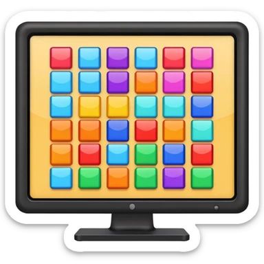 A monitor screen, showing some colorful layouts like scquares, rectangles, etc. sticker