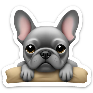 grey french bulldog sleep sticker