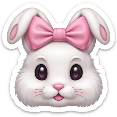 Floppy-eared bunny wearing a bow sticker