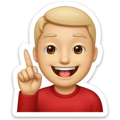 A emoji putting it pointer finger nail in its moth  sticker