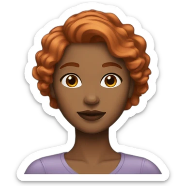 Woman copper hair and brown eyes skin light and natural lips  sticker