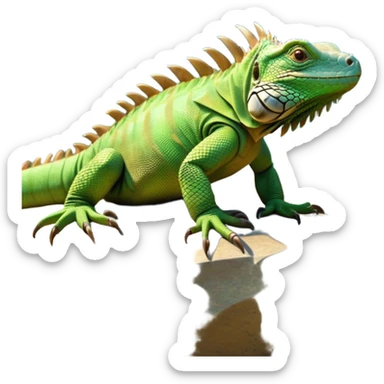 cinematic-iguana-realistic-full-body-basking-emoji,-long-scaly-body-stretched-out-on-a-sunlit-rock,-spiny-ridge-running-down-its-back,-textured-green-and-brown-skin-dappled-with-light,-sharp-intelligent-eyes-studying-the-surroundings,-long-tail-draped-over-the-stone,-simplified-yet-realistic-focused-features,-highly-detailed,-glowing-with-a-warm-tropical-glow

 sticker
