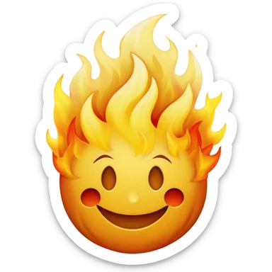 🙂🔥 cobine the two put the fire on topp of the head nothing more nothing less, stop with the ai don’t make it look like a person make it look like an yellow smiley face better sticker
