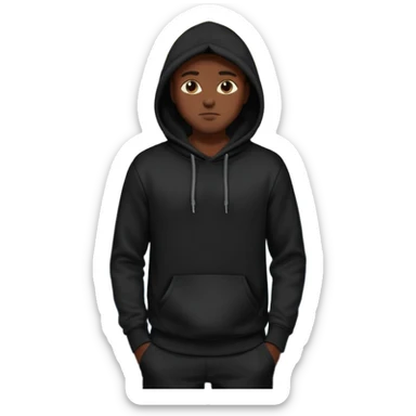 fullbody Mysterious sky man in black hoodie, hands in pockets and black pants sticker