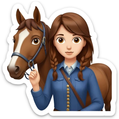 girl with brown hair leading a horse sticker