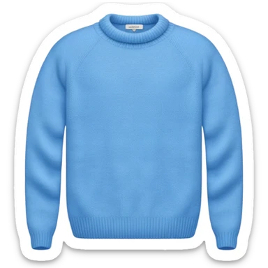 sky-blue knitted wool sweater, round neck with up. sticker