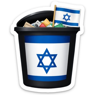 Israel flag in the trash can and it says free gaza n the trash can sticker