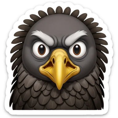 Old black angry  vulture looking to front sticker