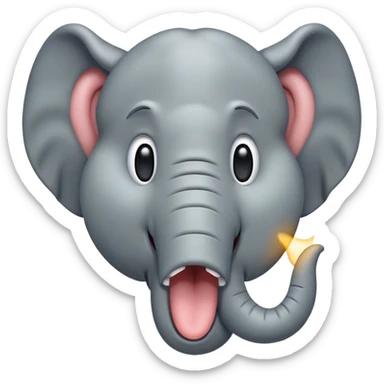 Cinematic Cute Yawning Elephant Portrait Emoji, Head tilted slightly with a dramatic, wide-open yawn, showcasing a soft, wrinkled gray hide with gently drooping ears and large, sleepy eyes, Simplified yet irresistibly adorable features, highly detailed, glowing with a soft, cozy glow, high shine, relaxed yet expressive, stylized with a touch of tender whimsy, bright and endearing, soft glowing outline, capturing the essence of a drowsy yet affectionate elephant, so drowsy it feels like it could stretch out of the screen and curl up for a nap! sticker