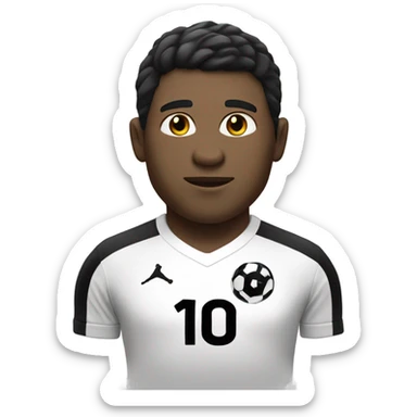 A soccer player with  shirt with white skin olor with black hair and a number 10 in his shirt  sticker