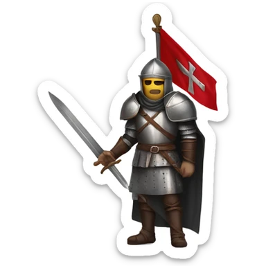 make an emoji like this 🧙🏻‍♂ but instead the guy without a beard and also wearing "Crusaders" clothing and a helmet plus with a sword and shield
make sure there is the Crusaders flag on the armour  from the First Crusade 
 sticker