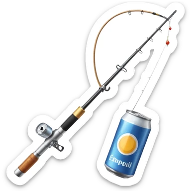 fishing rod with beer on the end  sticker